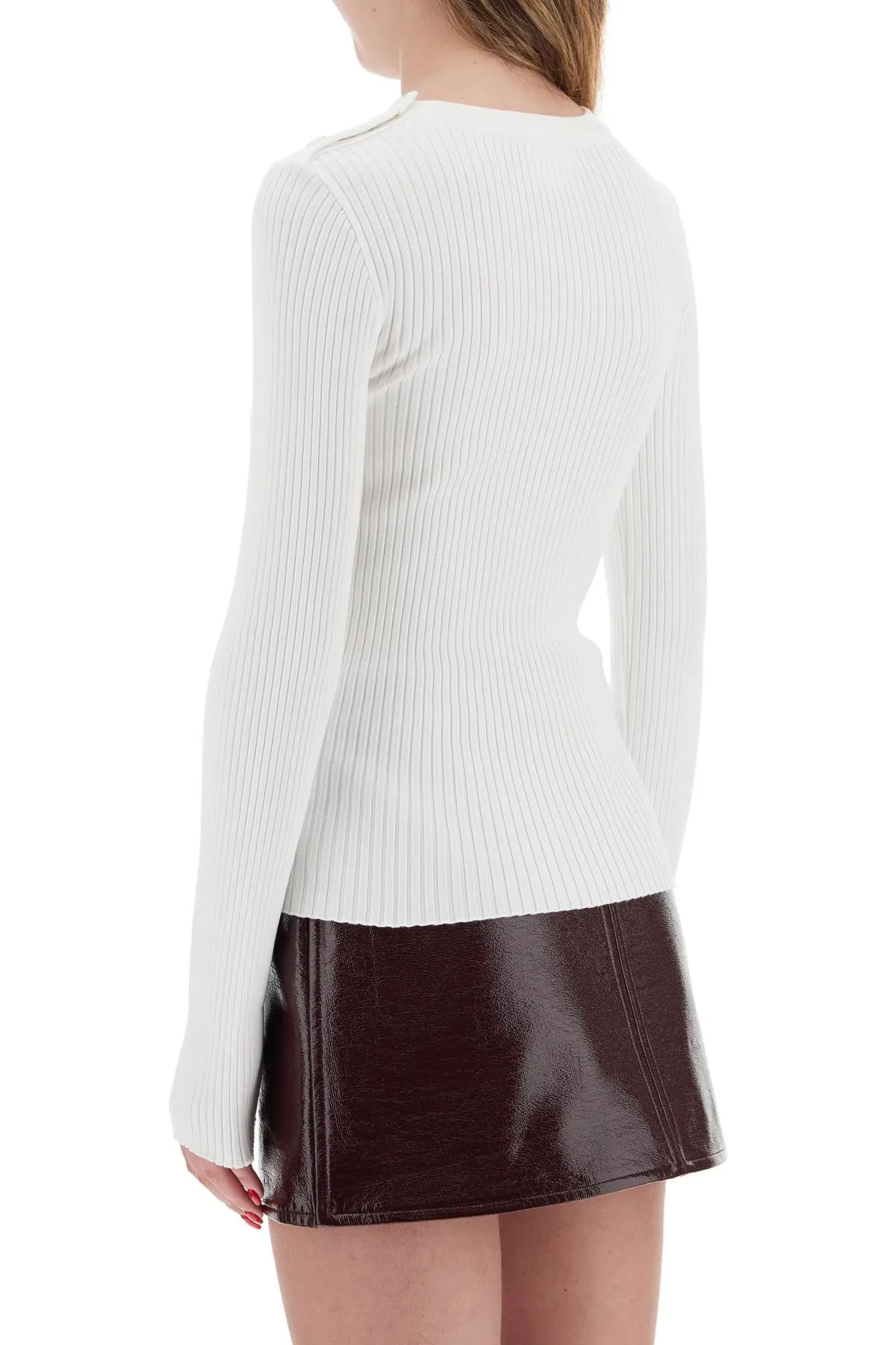 "ribbed stretch knit pullover sweater VESMPU187FI0001 HERITAGE WHITE