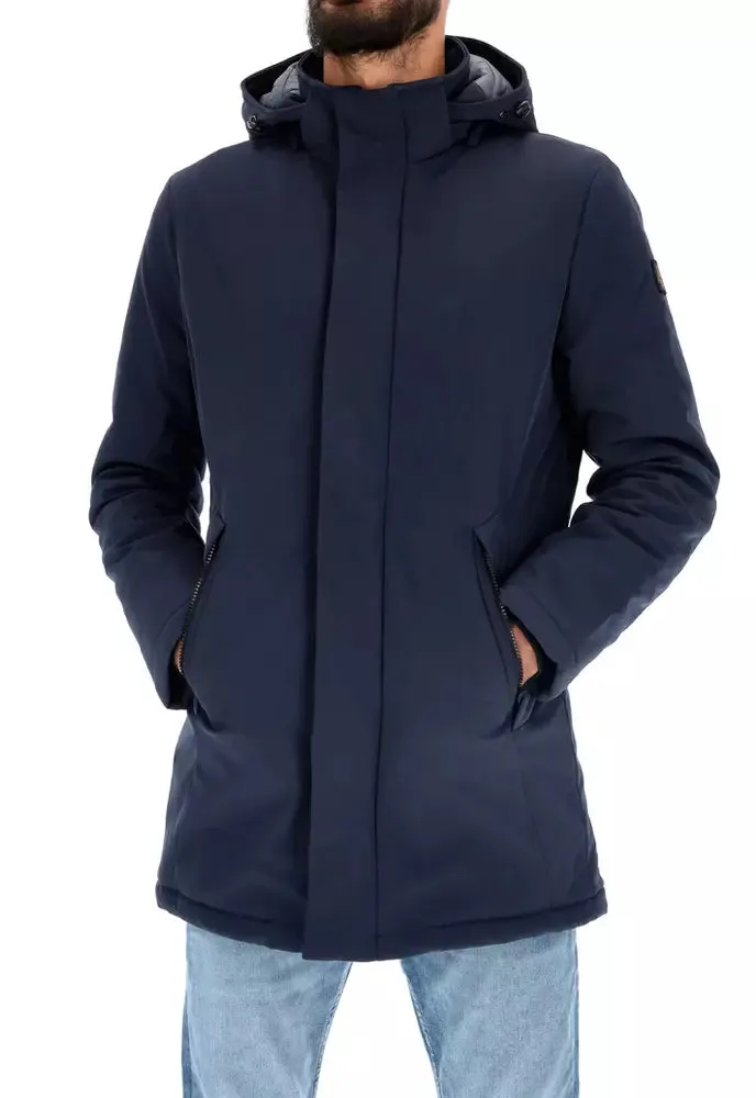 Refrigiwear Chic Blue Padded Parka with Removable Hood