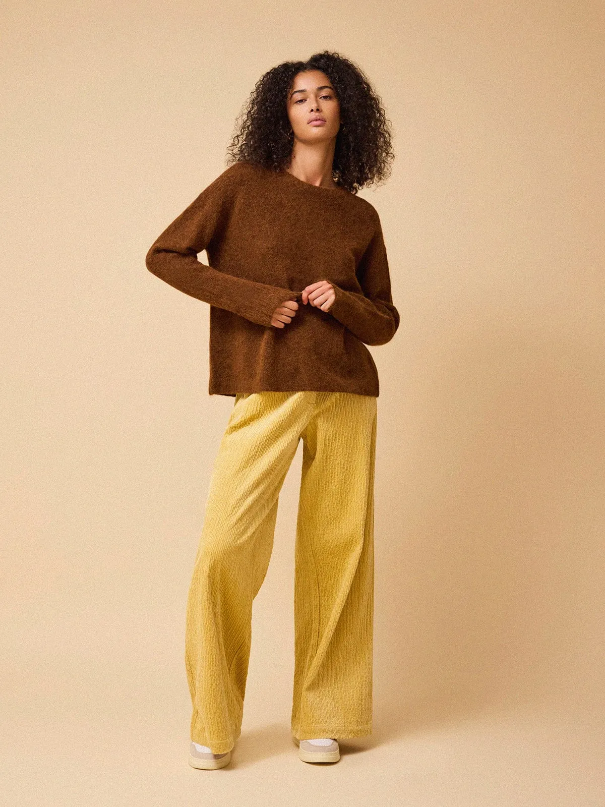 Remi Alpaca Crew Neck Jumper - Brown