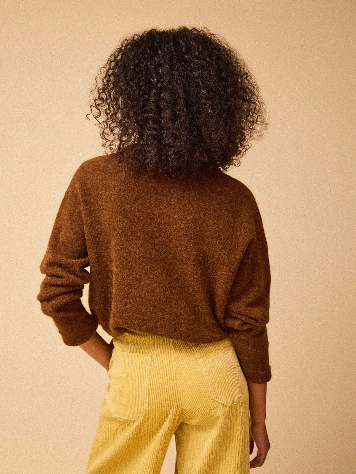 Remi Alpaca Crew Neck Jumper - Brown