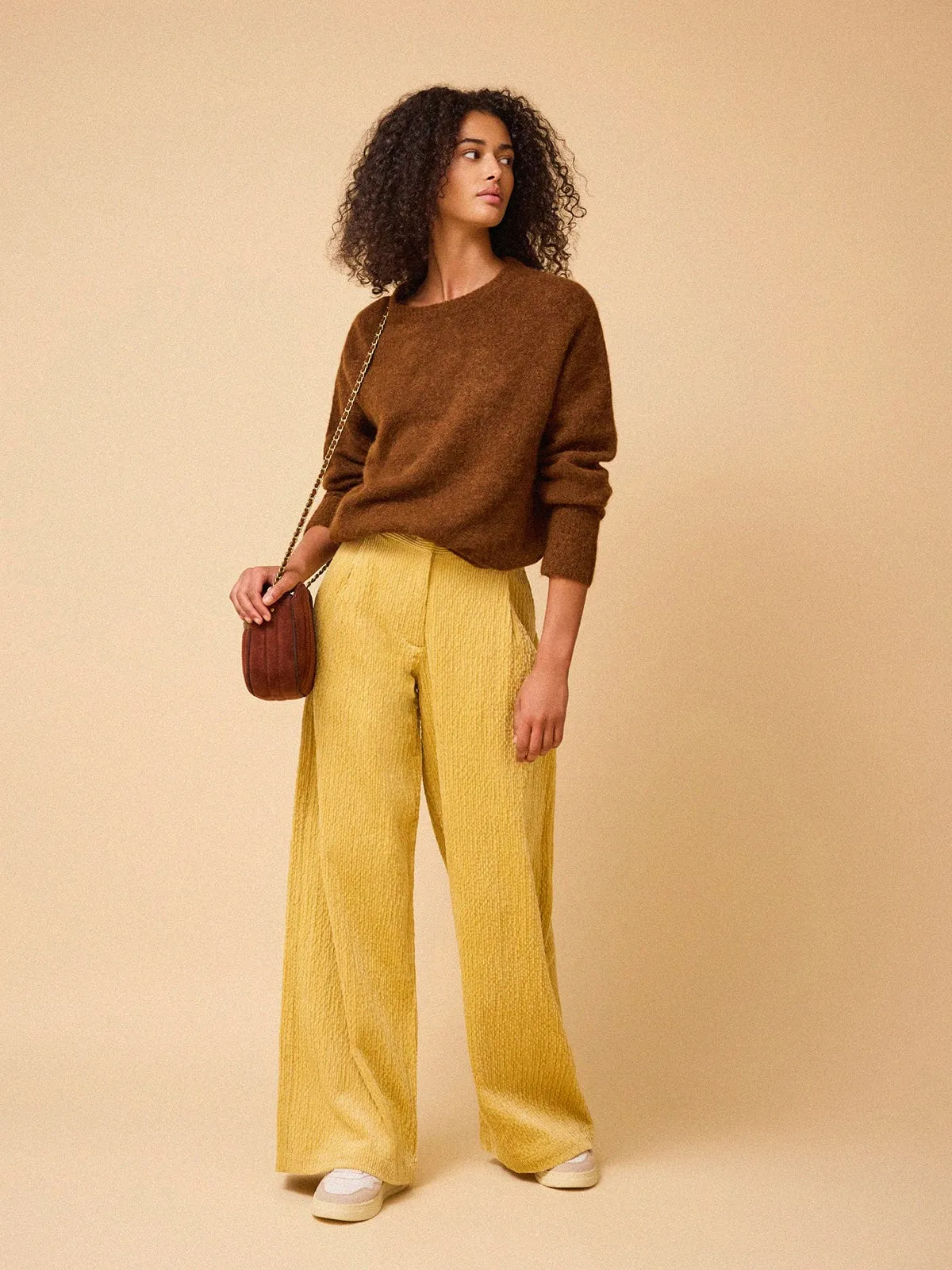 Remi Alpaca Crew Neck Jumper - Brown