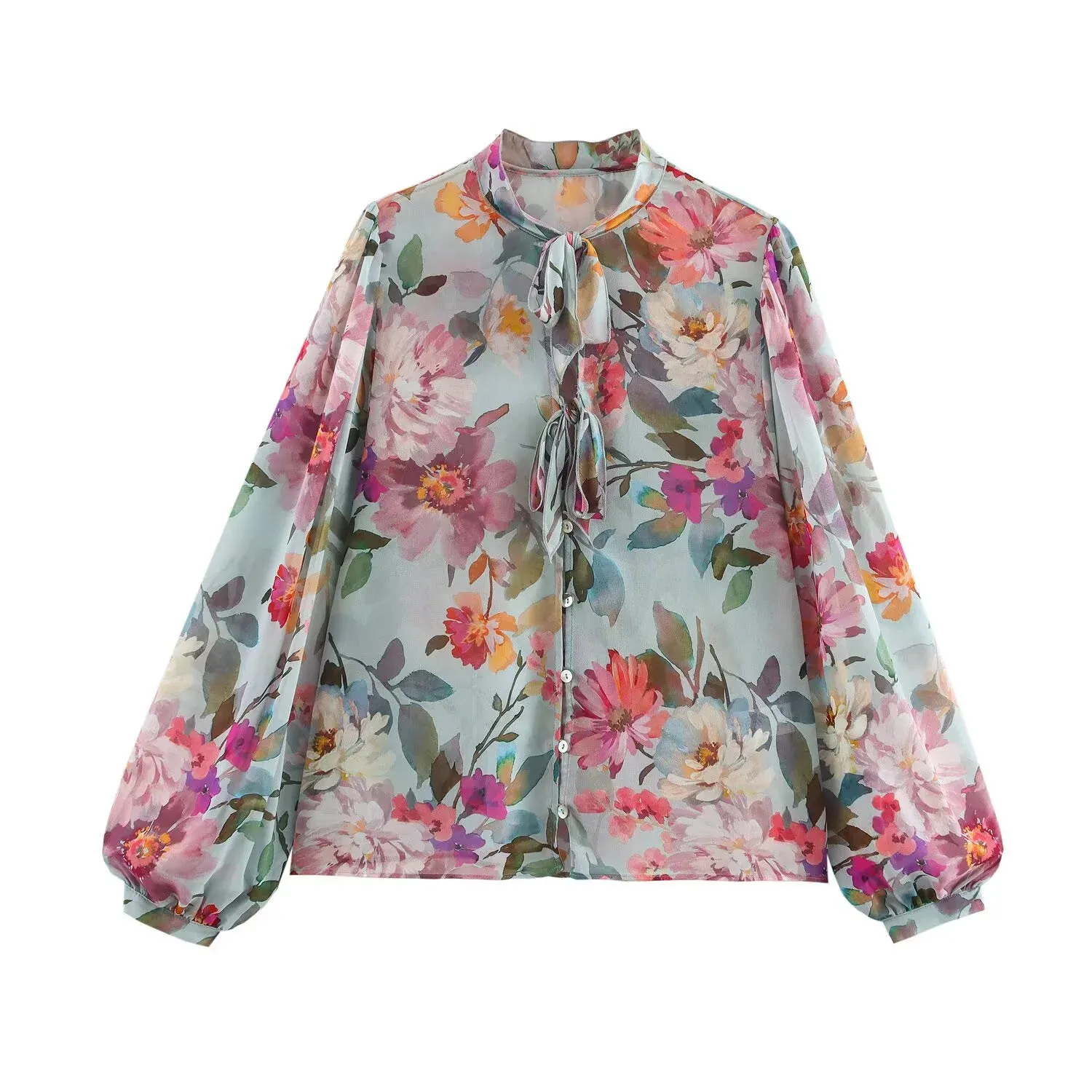 Sophia Floral Chiffon Blouse-Elegant Spring & Summer Daywear