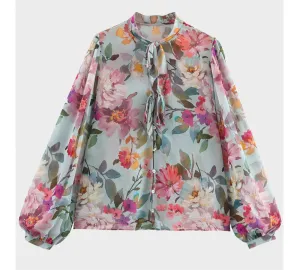 Sophia Floral Chiffon Blouse-Elegant Spring & Summer Daywear