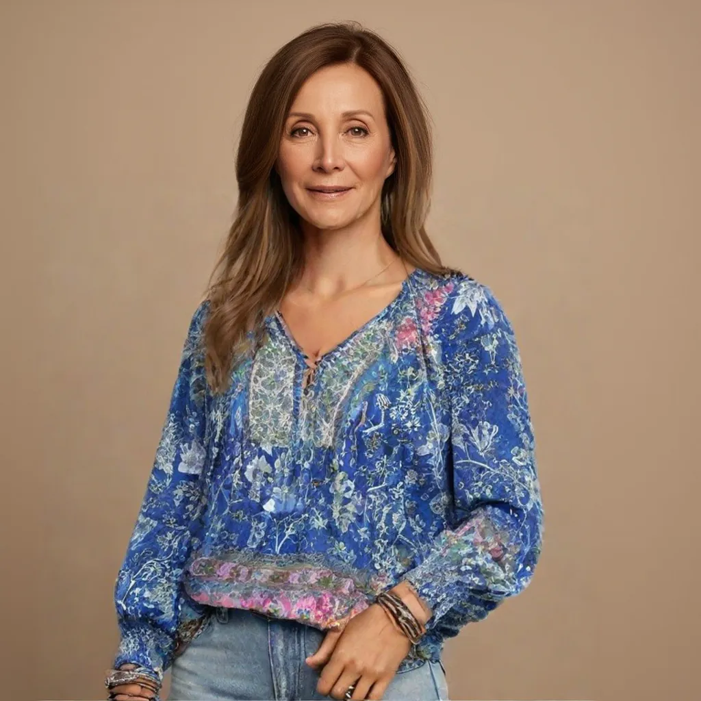 Sophie Long Sleeve V-Neck Tie Blouse