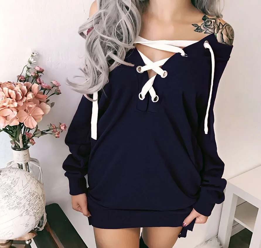 Straps Cross Short Hoodie Bodycon Dress