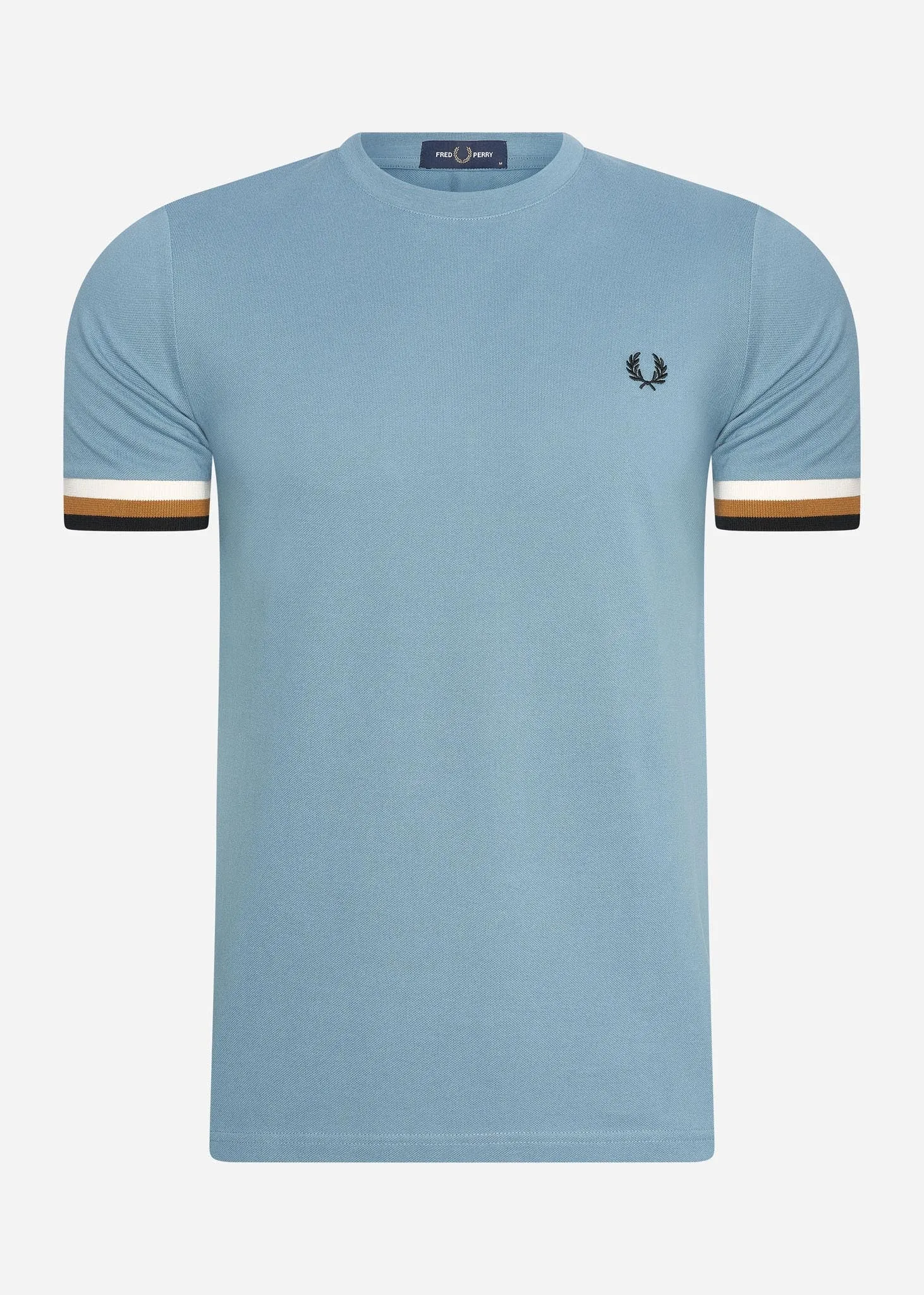Striped cuff pique t-shirt - ash blue