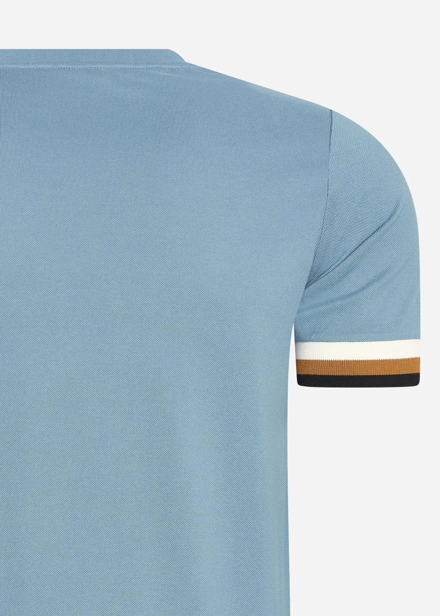 Striped cuff pique t-shirt - ash blue