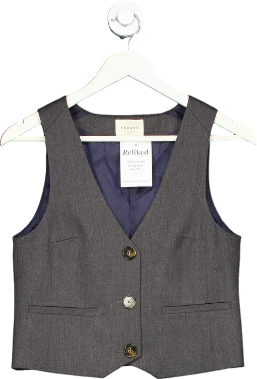 Szane Grey Wool Blend Waistcoat top UK 10