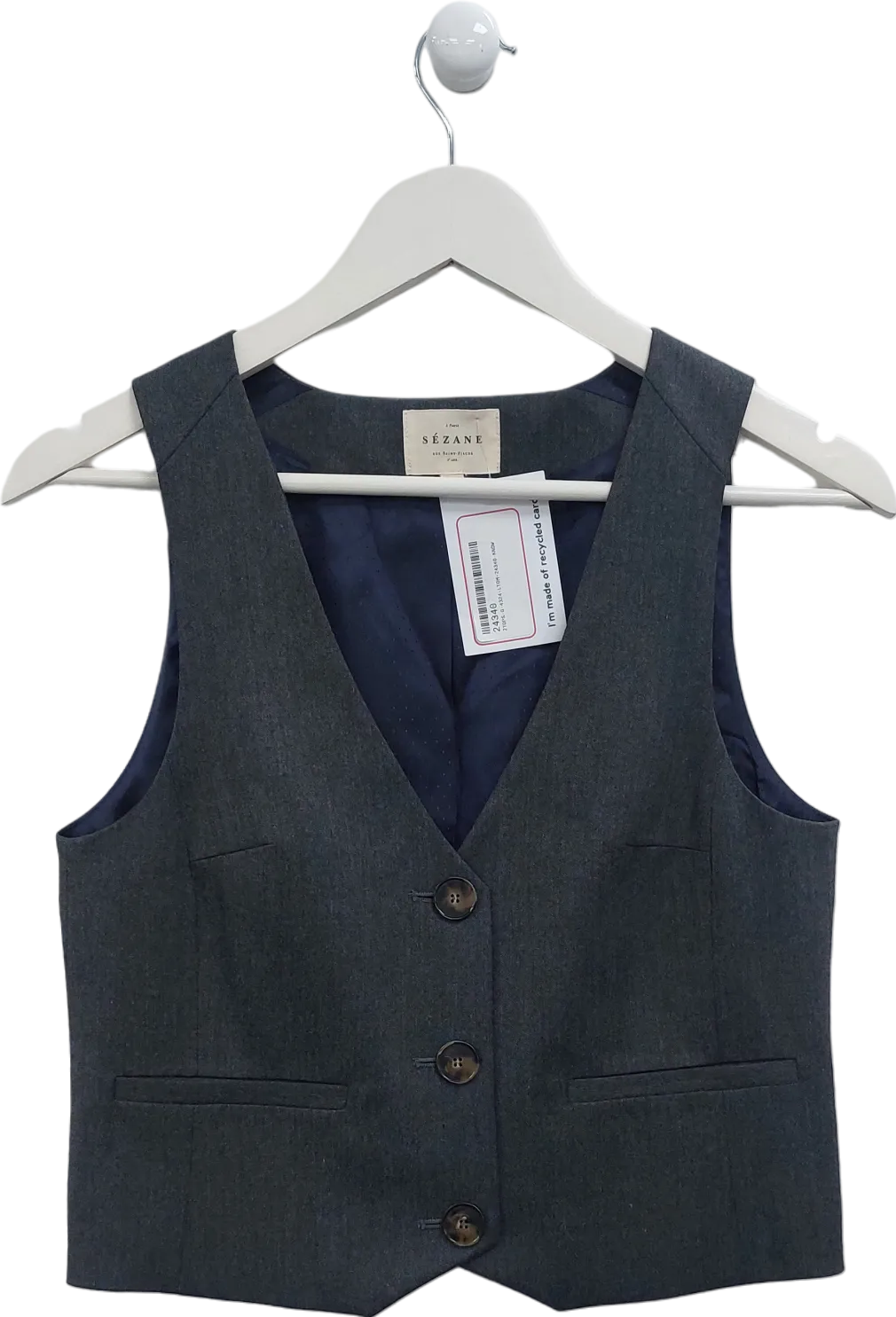 Szane Grey Wool Blend Waistcoat top UK 10