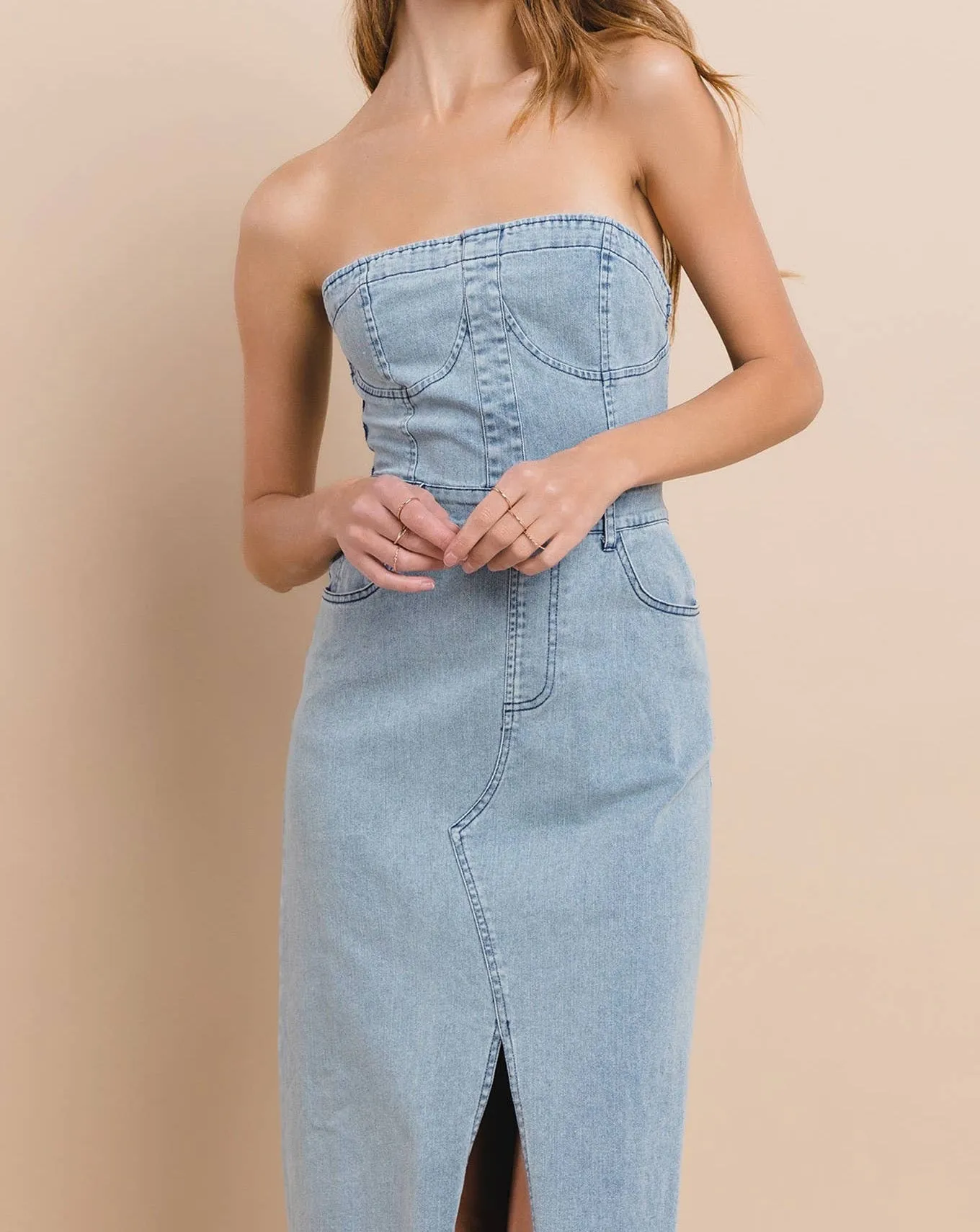Tati Denim Jean Dress - Denim Dress Maxi Strapless LAST ONE!