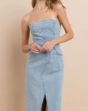 Tati Denim Jean Dress - Denim Dress Maxi Strapless LAST ONE!