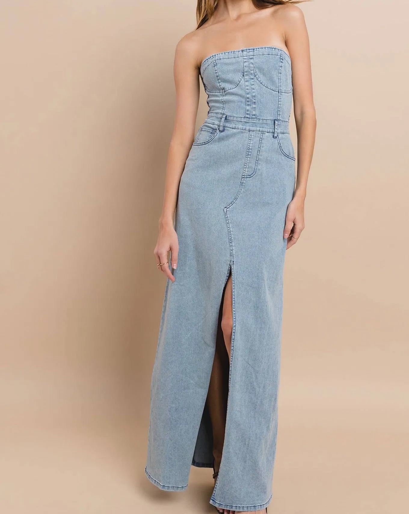 Tati Denim Jean Dress - Denim Dress Maxi Strapless LAST ONE!
