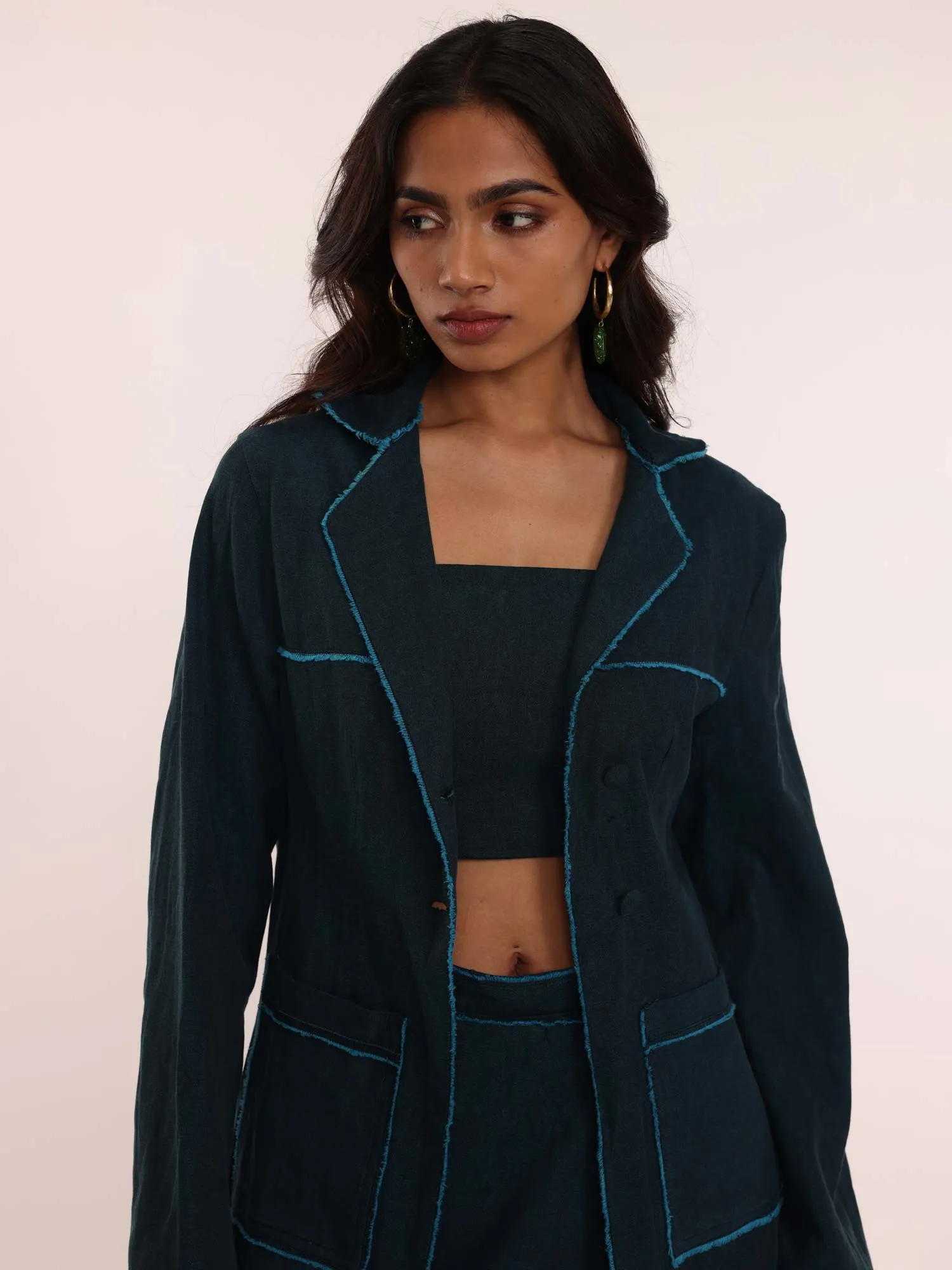 Teal Denim Blazer
