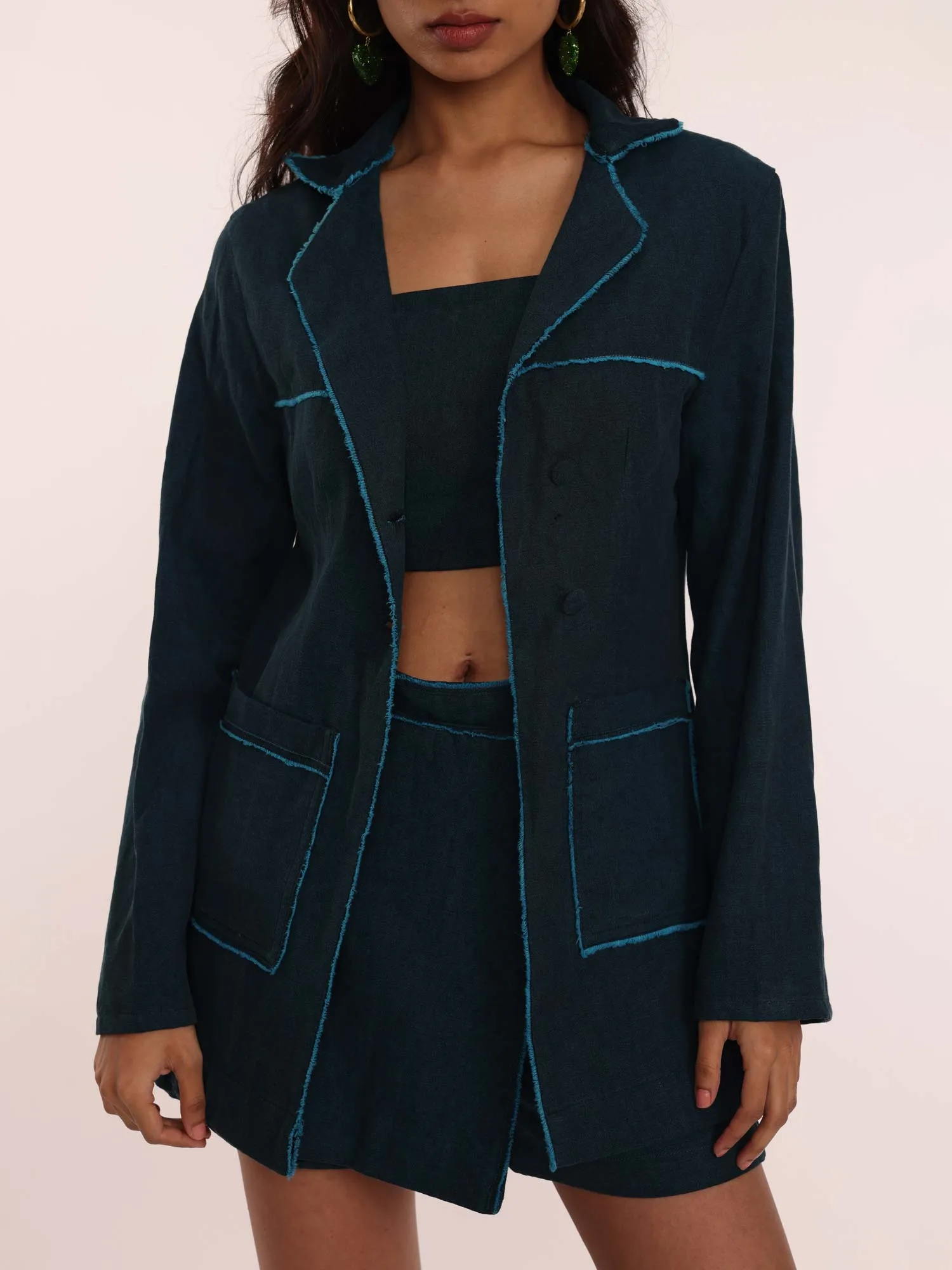 Teal Denim Blazer