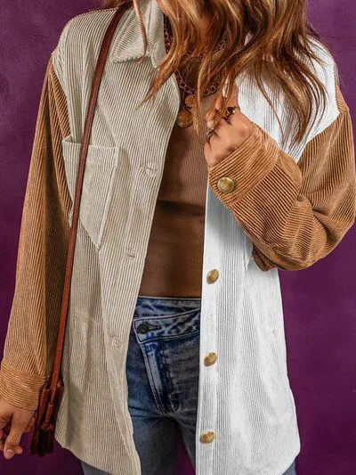 Timeless Essential Color Block Corduroy Jacket