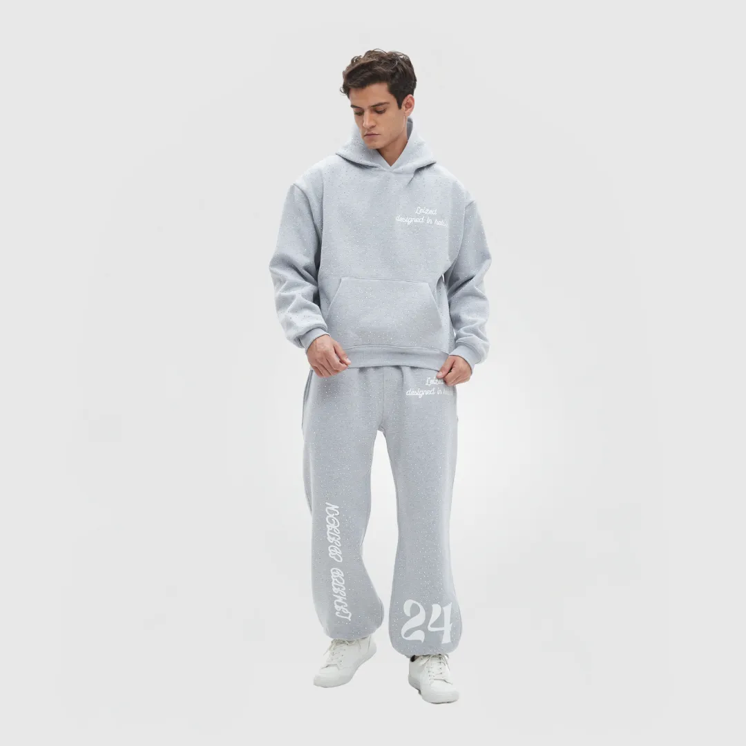TIMELESS RHINESTONE PANTS - GREY