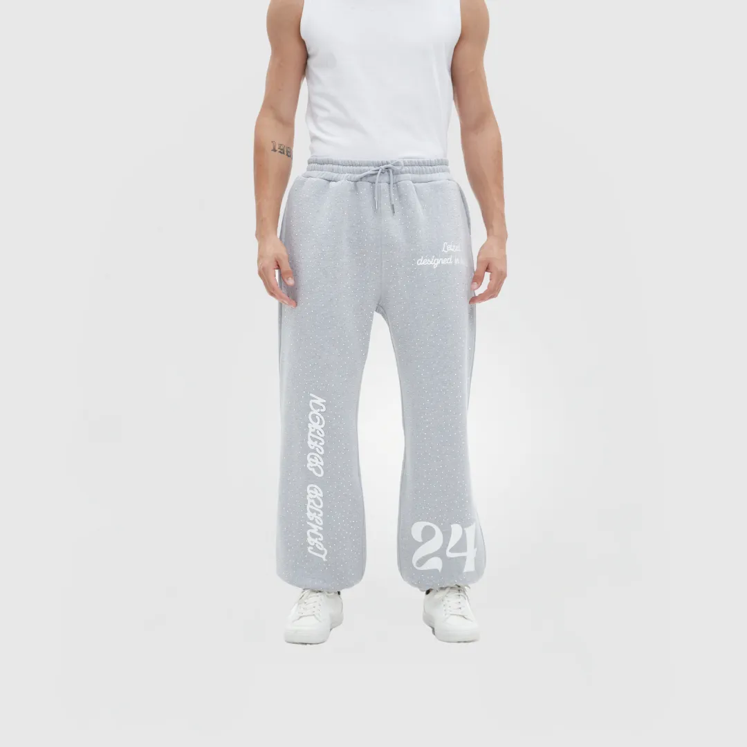 TIMELESS RHINESTONE PANTS - GREY