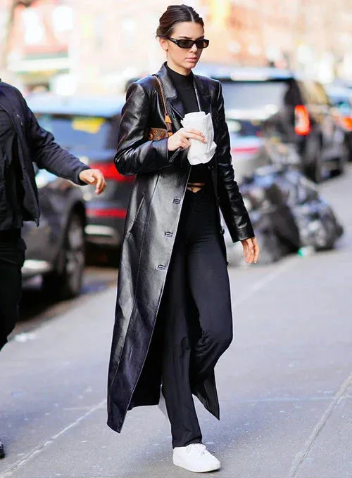Trending Long Leather Coat worn by Kendall Jenner