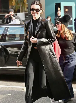 Trending Long Leather Coat worn by Kendall Jenner