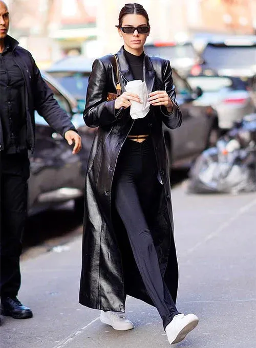 Trending Long Leather Coat worn by Kendall Jenner