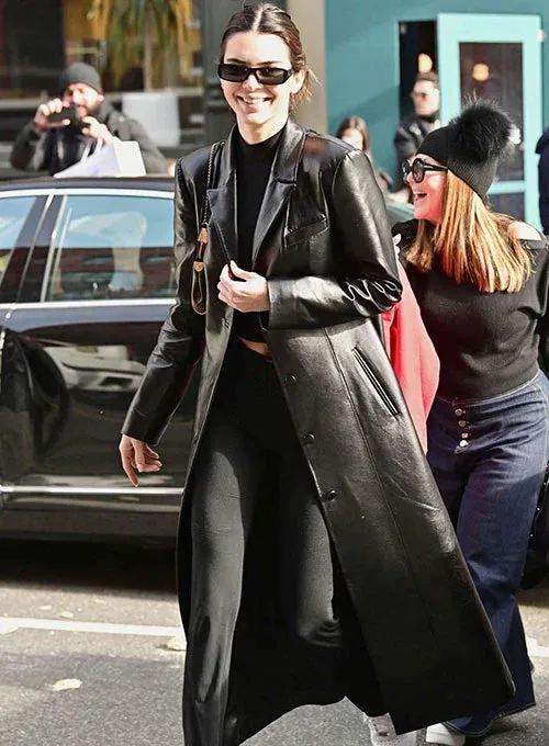 Trending Long Leather Coat worn by Kendall Jenner
