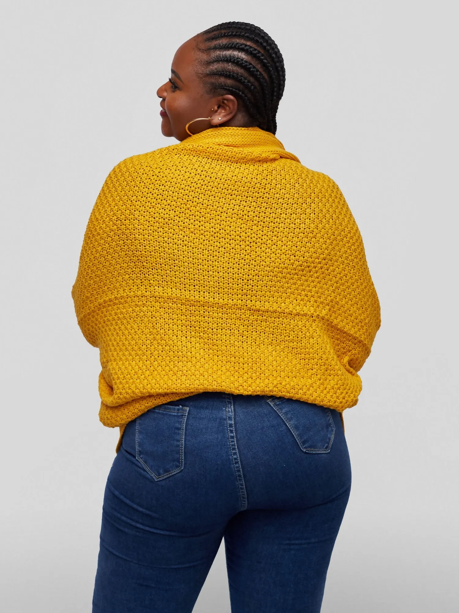 Tuli Natori Batwing Short Cardigan Poncho - Mustard