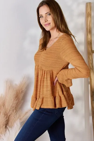 Women's Hailey & Co Full Size V-Neck Flounce Sleeve Blouse