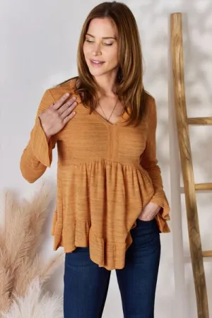 Women's Hailey & Co Full Size V-Neck Flounce Sleeve Blouse